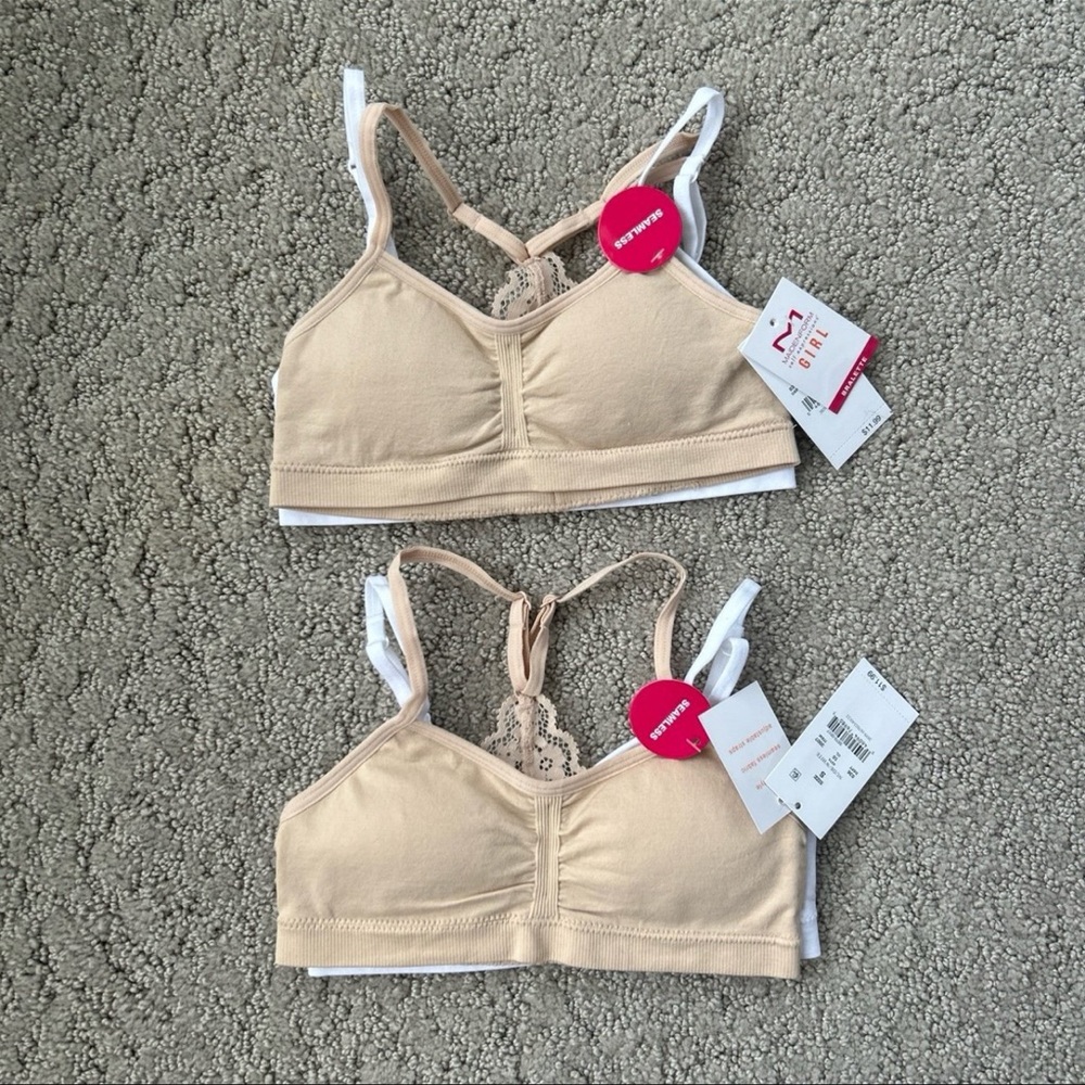 Maidenform Seamless Wireless Bralette Bundle Lace Racerback Nude Bras Girl S NWT